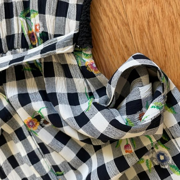 Vtg 80’s Black & White Floral Check Women’s One-Piece Romper by Allison-Che Sz 8 - Picture 4 of 11